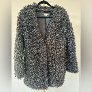 Max Studio Black & Beige Curly Teddy Jacket